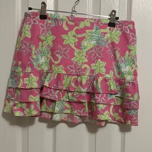 Lilly Pulitzer Tropical Floral Mini Skirt with Ruffle Hem size-4